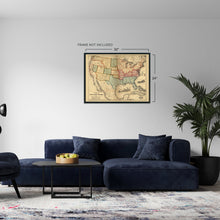 Load image into Gallery viewer, Digitally Restored and Enhanced 1861 American Civil War Map - Vintage Map of the United States Showing the Location of Military Posts, Arsenals, Navy Yards and Ports of Entry