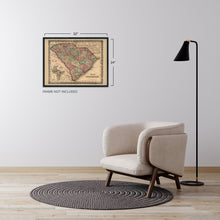 Load image into Gallery viewer, Digitally Restored and Enhanced 1865 Map of South Carolina - South Carolina Vintage Map Wall Art - Old South Carolina Map Showing Cities Towns Roads Railroads Rivers and Forts - SC Map Print