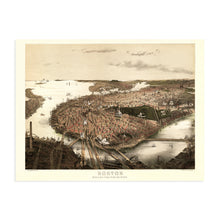 Load image into Gallery viewer, Digitally Restored and Enhanced 1877 Boston Map Wall Art View from the North - Vintage Map of City of Boston Wall Art - Vintage Boston Poster - Boston Map Poster - Map of Boston Massachusetts