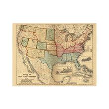 Load image into Gallery viewer, Digitally Restored and Enhanced 1861 American Civil War Map - Vintage Map of the United States Showing the Location of Military Posts, Arsenals, Navy Yards and Ports of Entry