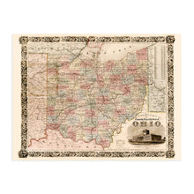 Load image into Gallery viewer, Digitally Restored and Enhanced 1851 State of Ohio Map - Ohio State Vintage Map - Township Map of the State of Ohio Wall Art - Ohio State Print - Ohio Wall Map Poster - Ohio Map Art - Ohio Decor