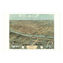 Load image into Gallery viewer, Digitally Restored and Enhanced 1868 Iowa City Map - Bird's Eye View History Map of Iowa Poster - Old Iowa City Johnson County Iowa Map Poster Print