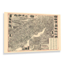 Load image into Gallery viewer, Digitally Restored and Enhanced 1899 Norwalk Connecticut Map Poster - Old Bird's Eye View of Norwalk South Norwalk & East Norwalk Connecticut Map Wall Art