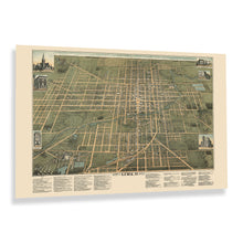 Load image into Gallery viewer, Digitally Restored and Enhanced 1892 Lima Ohio Map Poster - Vintage Bird's Eye View of Lima Ohio Wall Art Print - Old Lima City Ohio Wall Map Poster