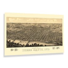 Load image into Gallery viewer, Digitally Restored and Enhanced 1880 Terre Haute Indiana Map Poster - Vintage Panoramic View Map of Terre Haute City Indiana State Wall Art Print