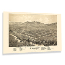 Load image into Gallery viewer, Digitally Restored and Enhanced 1875 Ogden Utah Map Poster - Old Bird's Eye View Map of Ogden City Utah - Restored History Map of Utah Wall Art Print