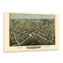 Load image into Gallery viewer, Digitally Restored and Enhanced 1875 Westfield Massachusetts Map Print - Old Bird's Eye View of Westfield Massachusetts Poster - Westfield MA Map History