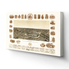 Cargar imagen en el visor de la galería, Digitally Restored and Enhanced 1892 Dallas Texas Map Canvas - Canvas Wrap Vintage Dallas Map - Old Dallas Wall Art - History Map of Dallas Texas Poster - Bird's Eye View of Dallas City TX Map