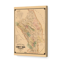 Cargar imagen en el visor de la galería, Digitally Restored and Enhanced 1895 Napa County California Map Canvas - Canvas Wrap Vintage Napa Wall Art - Old Napa California Wall Map History