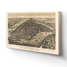 Load image into Gallery viewer, Digitally Restored and Enhanced 1886 New York Map Canvas Art - Canvas Wrap Vintage Map of New York - History Wall Map of New York City - Old Bird's Eye View of New York City Wall Art Poster