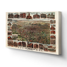 Cargar imagen en el visor de la galería, Digitally Restored and Enhanced 1891 Los Angeles - Canvas Wrap Vintage Map of Los Angeles Wall Art - Old Los Angeles Poster - Map of Los Angeles California Showing Population of City & Environs
