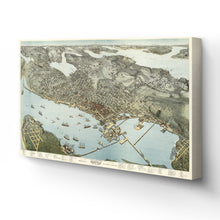 Load image into Gallery viewer, Digitally Restored and Enhanced 1891 Map of Seattle Canvas Art - Canvas Wrap Vintage Seattle Map Poster - Old Seattle Canvas - Bird's Eye View Map of Seattle & Environs King County Washington Wall Art Poster