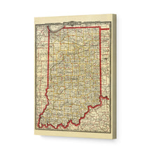 Load image into Gallery viewer, Digitally Restored and Enhanced 1888 Indiana Map Poster Canvas Art - Canvas Wrap Vintage Map of Indiana Wall Art - Old Indiana State Map Print - Restored Township & Rail Road Map of Indiana State