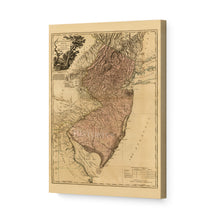 Load image into Gallery viewer, Digitally Restored and Enhanced 1777 New Jersey Map Art - Canvas Wrap Vintage Map of New Jersey - Historic NJ Map - Restored Province of New Jersey Map Divided Into East & West Wall Art Poster
