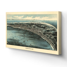 Load image into Gallery viewer, Digitally Restored and Enhanced 1910 Provincetown MA Cape Cod Canvas - Canvas Wrap Vintage Cape Cod Map of Provincetown - Old Bird's Eye View Map of Cape Cod Provincetown Massachusetts Wall Art Poster