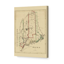Load image into Gallery viewer, Digitally Restored and Enhanced 1820 Maine Map Canvas Art - Canvas Wrap Vintage Maine Wall Art - Historic Map of Maine Poster - Old Map of the State of Maine Poster - Restored ME Map Print