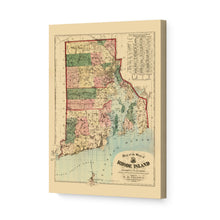 Load image into Gallery viewer, Digitally Restored and Enhanced 1880 Rhode Island State Map Canvas Art - Canvas Wrap Vintage Rhode Island Poster - Old Rhode Island Wall Art - Map of Rhode Island Print & Providence Plantations