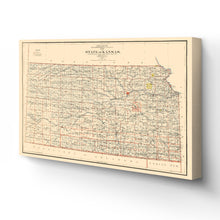 Load image into Gallery viewer, Digitally Restored and Enhanced 1898 Kansas Map Canvas Art - Canvas Wrap Vintage Kansas Poster - Old Map of Kansas Wall Art - Restored State of Kansas Map Poster - Historic Kansas Wall Map Print