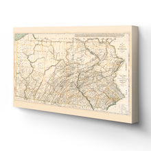 Load image into Gallery viewer, Digitally Restored and Enhanced 1792 Pennsylvania Map Canvas Art - Canvas Wrap Vintage Pennsylvania Map Poster - Historic State of Pennsylvania Wall Art - Old Wall Map of Pennsylvania Poster