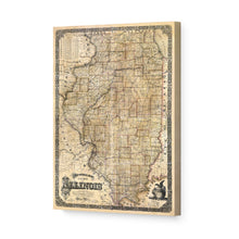Cargar imagen en el visor de la galería, Digitally Restored and Enhanced 1861 Illinois Map Canvas Art - Canvas Wrap Vintage Illinois State Map - Old Map of Illinois Wall Art - Historic Illinois Map Print - Sectional Map of Illinois Poster