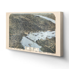 Cargar imagen en el visor de la galería, Digitally Restored and Enhanced 1893 Jacksonville Florida Map Canvas - Canvas Wrap Vintage Jacksonville Wall Art - Old Map of Jacksonville Florida - Bird's Eye View History Map of Jacksonville FL