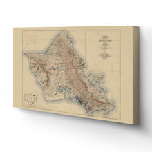 Load image into Gallery viewer, Digitally Restored and Enhanced 1938 Oahu Hawaii Map Canvas - Canvas Wrap Vintage Oahu Wall Art - Old Map of Oahu Hawaii Poster - Historic Topographic Map of Oahu Poster - City & County of Honolulu HI