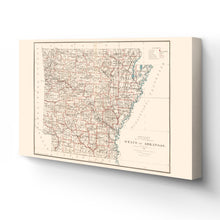 Load image into Gallery viewer, Digitally Restored and Enhanced 1886 Arkansas Map Canvas - Canvas Wrap Vintage Map of Arkansas Wall Art - Old Arkansas State Map - Historic AR Map Poster - Arkansas Map Art from General Land Office