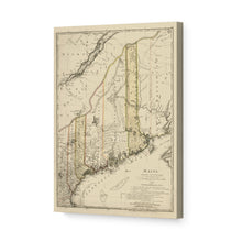 Load image into Gallery viewer, Digitally Restored and Enhanced 1798 Maine Map Canvas Art - Canvas Wrap Vintage Map of Maine Poster - Old Maine Wall Art - Restored State of Maine Map Poster Showing Counties & Civil Subdivisions