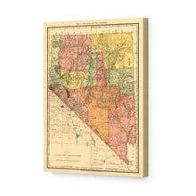Load image into Gallery viewer, Digitally Restored and Enhanced 1893 Nevada Map Canvas Art - Canvas Wrap Vintage Nevada Wall Art - Historic Nevada Map Poster - Old Nevada Poster - Indexed County & Township Map of Nevada State