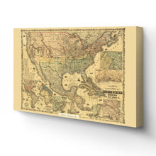Cargar imagen en el visor de la galería, Digitally Restored and Enhanced 1862 United States Map Canvas Art - Canvas Wrap Vintage Map of United States Wall Art - Colton's Railroad & Military Map of the United States Mexico West Indies