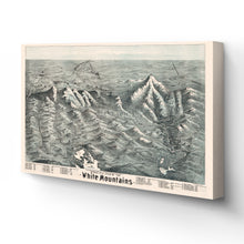 Load image into Gallery viewer, Digitally Restored and Enhanced 1890 White Mountains Map Canvas - Canvas Wrap Vintage Map of the White Mountains - Bird's Eye View Map of White Mountains New Hampshire Showing Index to Summits Wall Art Poster