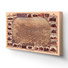 Load image into Gallery viewer, Digitally Restored and Enhanced 1901 San Jose California Map Canvas - Canvas Wrap Vintage San Jose Wall Art - Old San Jose Poster - History Map of San Jose CA - Bird's Eye View of San Jose CA Map