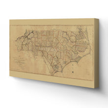 Load image into Gallery viewer, Digitally Restored and Enhanced 1808 North Carolina Map Canvas Art - Canvas Wrap Vintage Wall Map of North Carolina - Old NC Map Poster - First Actual Survey State Map of North Carolina Wall Art