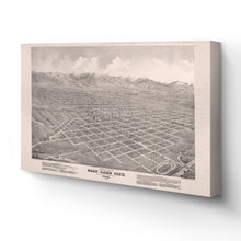 Load image into Gallery viewer, Digitally Restored and Enhanced 1875 Utah Map Canvas - Canvas Wrap Vintage Salt Lake City Map - Old Utah Wall Art - Historic Utah Poster - Restored Bird's Eye View of Salt Lake City Utah Wall Map