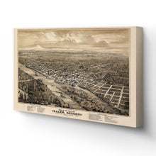 Load image into Gallery viewer, Digitally Restored and Enhanced 1876 Salem Oregon Map Canvas - Canvas Wrap Vintage Map of Oregon Poster - Old State of Oregon Map Wall Art - Bird's Eye View of Salem Oregon From The West Looking East