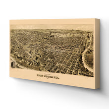 Load image into Gallery viewer, Digitally Restored and Enhanced 1891 Fort Worth Map Canvas - Canvas Wrap Vintage Fort Worth Texas Map - Old Fort Worth Wall Art - Fort Worth City TX Map History - Perspective Map of Fort Worth Poster