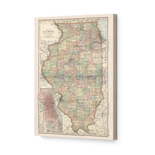 Load image into Gallery viewer, Digitally Restored and Enhanced 1891 Illinois Map Canvas Art - Canvas Wrap Vintage Illinois State Map Print - Old Map of Illinois Poster - Restored IL Map - Historic Illinois Wall Art Decor