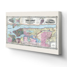 Cargar imagen en el visor de la galería, Digitally Restored and Enhanced 1857 New York State Map Canvas - Canvas Wrap Vintage New York Map Art - Old Map of NY Poster - Historic New York Wall Art - Restored City & County Map of New York State