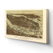Load image into Gallery viewer, Digitally Restored and Enhanced - 1892 New York and Brooklyn Map Canvas - Canvas Wrap Vintage New York City Wall Art - Restored NYC Map - Old Map of New York & Brooklyn Poster - Historic NYC Wall Poster