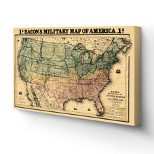 Cargar imagen en el visor de la galería, Digitally Restored and Enhanced 1862 USA Map Canvas Art - Canvas Wrap Vintage Map of USA Wall Art - Old United States Map Print - Restored USA Map Poster - Bacon's Military Map of the United States