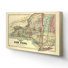 Load image into Gallery viewer, Digitally Restored and Enhanced 1875 New York Map Canvas Art - Canvas Wrap Vintage Map of New York Wall Art - Old New York Poster - Restored Map of NY State - Plan of the State of New York Map Poster