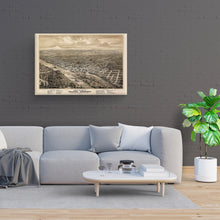 Load image into Gallery viewer, Digitally Restored and Enhanced 1876 Salem Oregon Map Canvas - Canvas Wrap Vintage Map of Oregon Poster - Old State of Oregon Map Wall Art - Bird's Eye View of Salem Oregon From The West Looking East