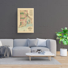 Load image into Gallery viewer, Digitally Restored and Enhanced 1880 Rhode Island State Map Canvas Art - Canvas Wrap Vintage Rhode Island Poster - Old Rhode Island Wall Art - Map of Rhode Island Print & Providence Plantations