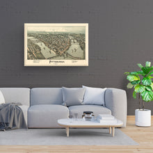 Load image into Gallery viewer, Digitally Restored and Enhanced 1902 Pittsburgh Map Canvas - Canvas Wrap Vintage Pittsburgh Map - Old Pittsburgh Wall Art - Restored Pennsylvania Map - Bird's Eye View Map of Pittsburgh Pennsylvania