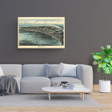 Load image into Gallery viewer, Digitally Restored and Enhanced 1910 Provincetown MA Cape Cod Canvas - Canvas Wrap Vintage Cape Cod Map of Provincetown - Old Bird's Eye View Map of Cape Cod Provincetown Massachusetts Wall Art Poster