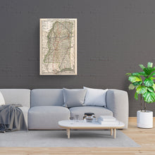 Load image into Gallery viewer, Digitally Restored and Enhanced 1888 Mississippi Map - Canvas Wrap Vintage State Map of Mississippi - Old Mississippi State Map - Railroad Commissioner's Wall Map of Mississippi Wall Art Poster