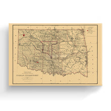 Cargar imagen en el visor de la galería, Digitally Restored and Enhanced 1887 Indian Territory Map Canvas Art - Canvas Wrap Vintage Oklahoma Map Poster - Old Map of Oklahoma Wall Art - Indian Territory Map Compiled From The Official Records