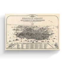 Cargar imagen en el visor de la galería, Digitally Restored and Enhanced 1875 San Francisco Canvas - Canvas Wrap Vintage Map of San Francisco Wall Art - Old San Francisco Poster - Graphic Chart of the City & County of San Francisco Map Print