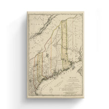 Load image into Gallery viewer, Digitally Restored and Enhanced 1798 Maine Map Canvas Art - Canvas Wrap Vintage Map of Maine Poster - Old Maine Wall Art - Restored State of Maine Map Poster Showing Counties & Civil Subdivisions