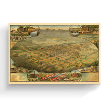 Load image into Gallery viewer, Digitally Restored and Enhanced 1885 Phoenix Arizona Map Canvas - Canvas Wrap Vintage Map of Phoenix Arizona - History Map of Phoenix AZ - Old Maricopa County Map - Bird's Eye View of Phoenix Wall Art